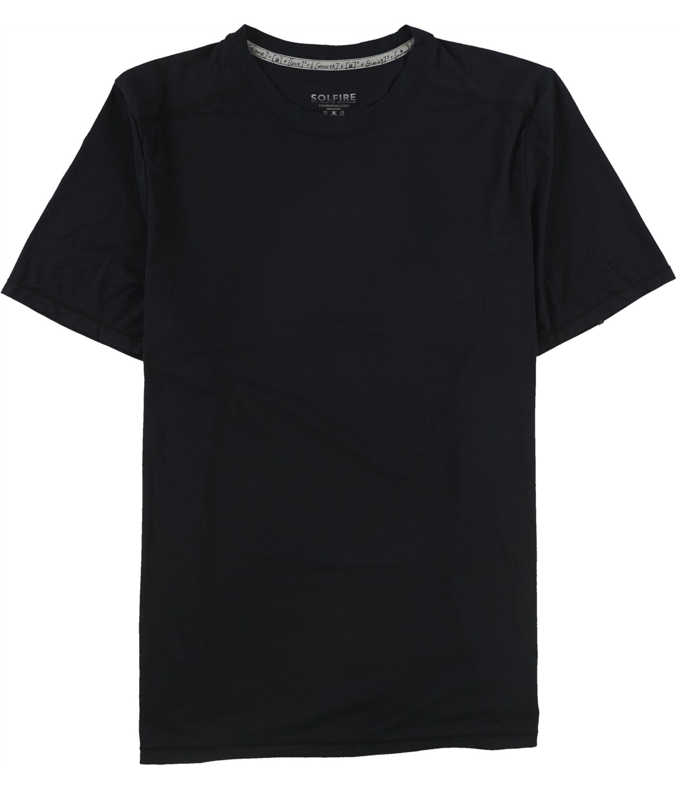 SOLFIRE Mens Solid Basic T-Shirt, Black, Medium