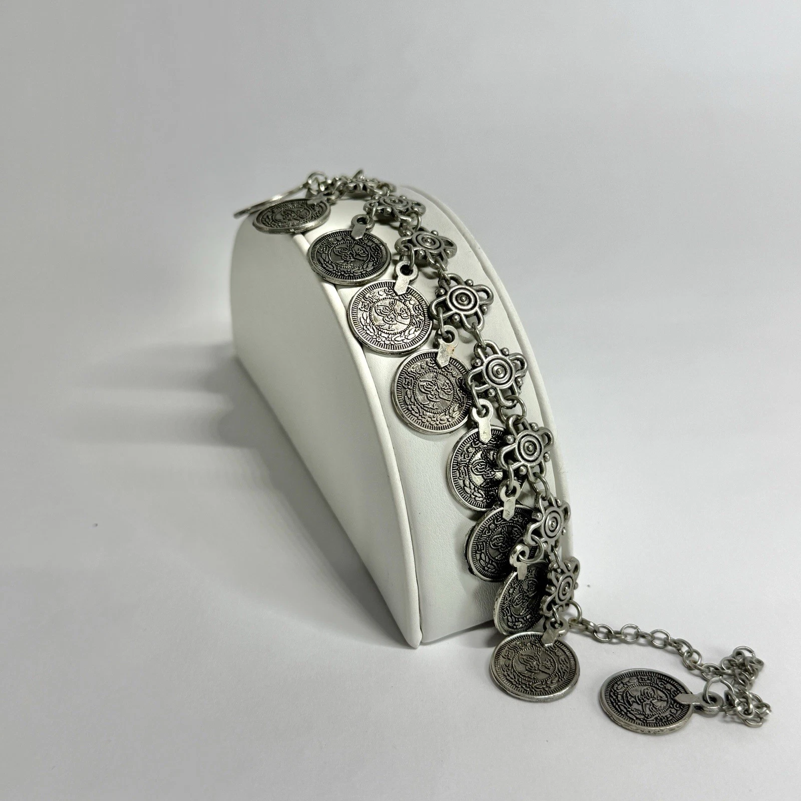 Bohemian Tassel Coin Charms Silver Tone Vintage Bracelet Jewelry Br276