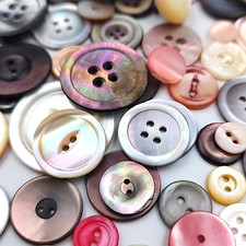 250 Button Lot - Smoky Colorful Iridescent Mother Of Pearl Shell Abalone Vintage
