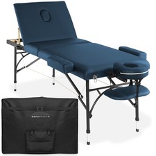 OPEN BOX - Portable Massage Table - Tri-Fold, Aluminum Legs, Case - Blue