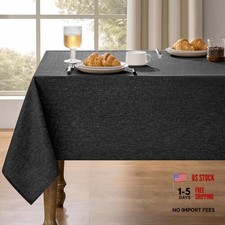 Waterproof Burlap Tablecloths for 8 Ft Rectangle 104" x 60" Rectangular Black