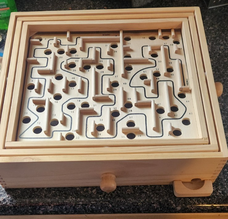 Labyrinth Wooden Puzzle Maze (No. 190 Cardinal Industries) Vintage