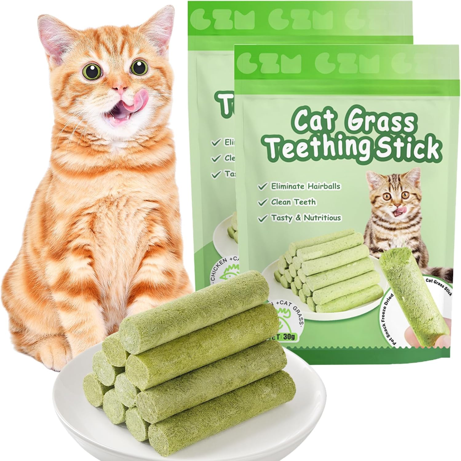 Cat Grass Dental Chew Sticks 6 12 24PCS Hairball Removal Cat Treats UK
