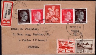 GERMANY/JERSEY: 1944 German Occupation Registered Cover with Reich/Jersey Stamps