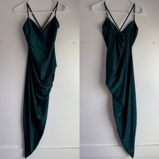 WINDSOR Hunter Green The Minimal High Slit Asymmetrical Midi Dress Size Medium