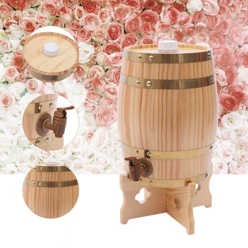 5L 1.32 Gallon Wood Wine Barrel Brewing Storage Keg Container for Beer Whiskey
