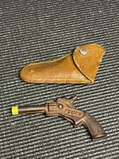 Vintage 1930  Pluck Cast Iron Toy Cap Gun w/ Holster