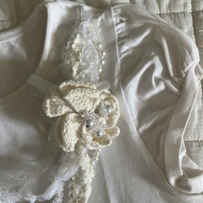 Miss Grant Tshirt Special Occasion White Detachable Charm Size 40 11-12yo Italy