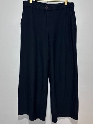 Eileen Fisher Black Washable Stretch Viscose Wide Leg Pants Size 4