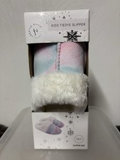 New In Box Festive Voice Kid  s TIEDYE Fuzzy Faux Fur Pastel Slippers-Size 13-1