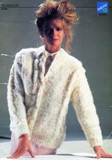 ~ Phildar Strickanleitung für Damen Super Grobstrick Boucle Garn Zopfmuster Cardigan ~