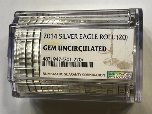 2014 SEALED SILVER EAGLE ROLL of 20 - NGC CERTIFIED GEM UNCIRCULATED