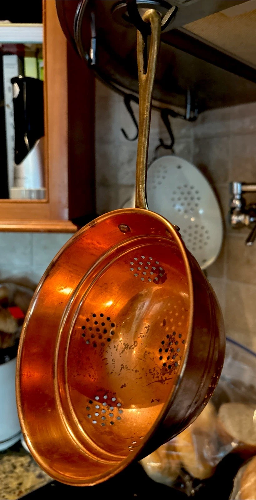 Vintage Portuguese Copper Jam Strainer Brass Handle Rustic Farmhouse Kitchen
Opens in a new window o