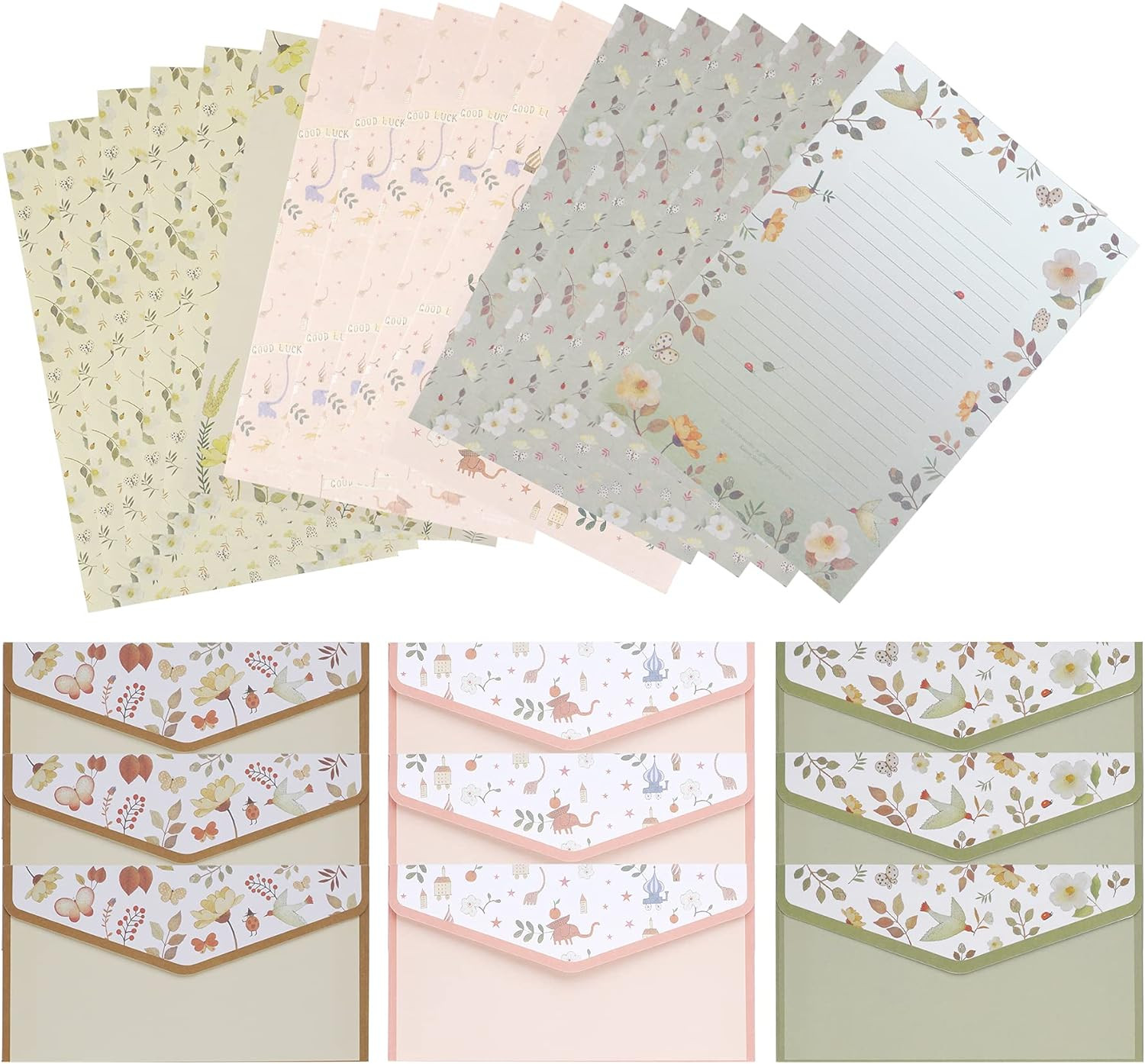 27 PCS Stationary Writing Paper with Envelopes Set Cute Vintage Floral Letter...