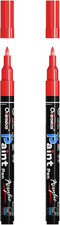 Red Acrylic Paint Pens 2 Pack, 0.7Mm Extra Fine Tip Permanent Markers, Water-Bas