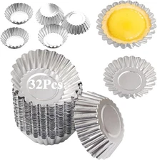 Egg Tart Molds 32Pack Tart Pan 2.75inch, Mini Tart Tins Aluminium Mini Tart Pans