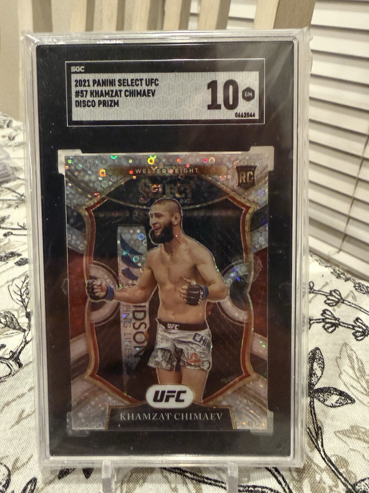 2021 Panini Select UFC - Concourse Khamzat Chimaev #57 Disco Prizm (RC) SGC 10