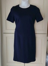Tahari Ponte Pencil Dress 10 Blue Short Sleeve Knee Length Office to Evening