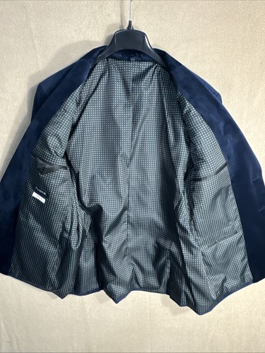 Giacca da pranzo Jos A Bank blu poli velluto 48R skinny fit bavero a punta nuova con etichette - Foto 12 di 16