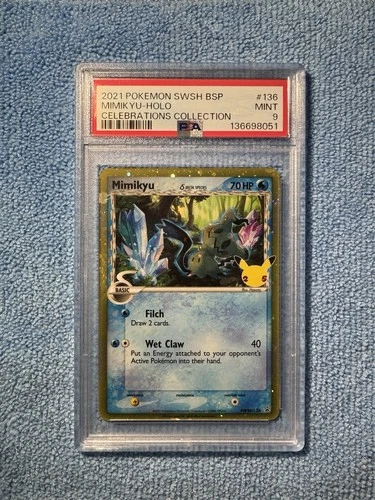 PSA 9 Mimikyu (Delta Species) SWSH136 Black Star Promo Cards Holo Celebrations