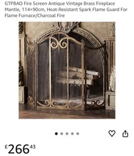 Fire Screen Antique Vintage Brass Fireplace Mantle 114×90cm Heat-Resistant New