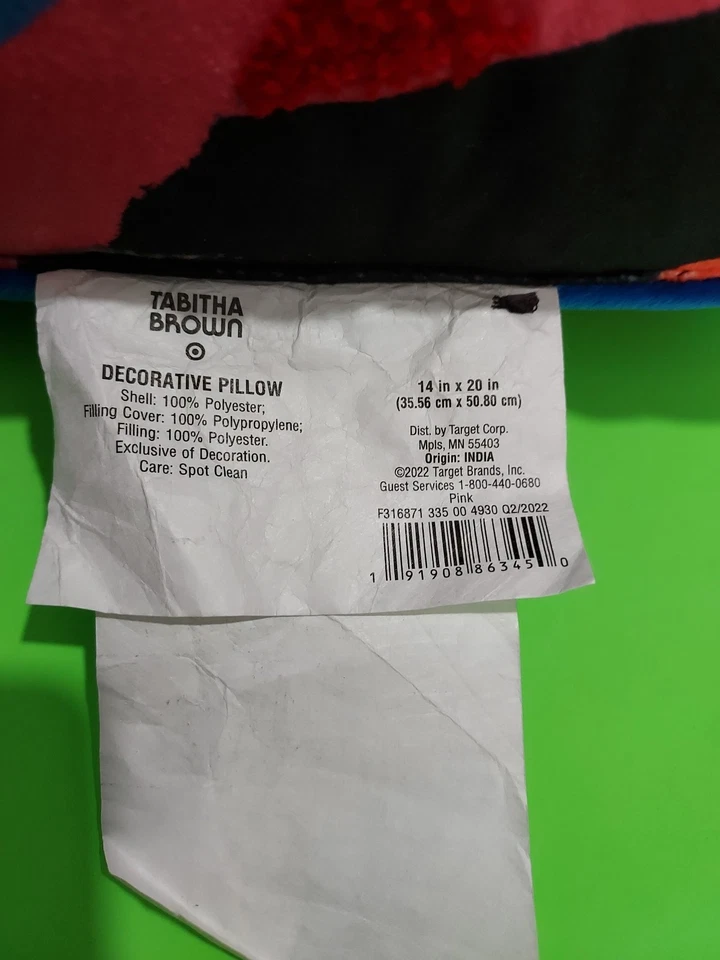 Colorful Recantangular Throw Pillows By Tabitha Brown 14x20 Inches Made In India - Image 3 of 4