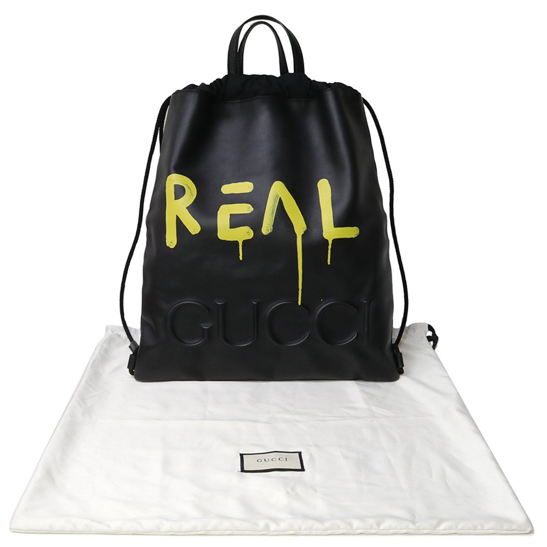 Gucci Ghost Logo Drawstring Backpack Calfskin Bla… - image 2
