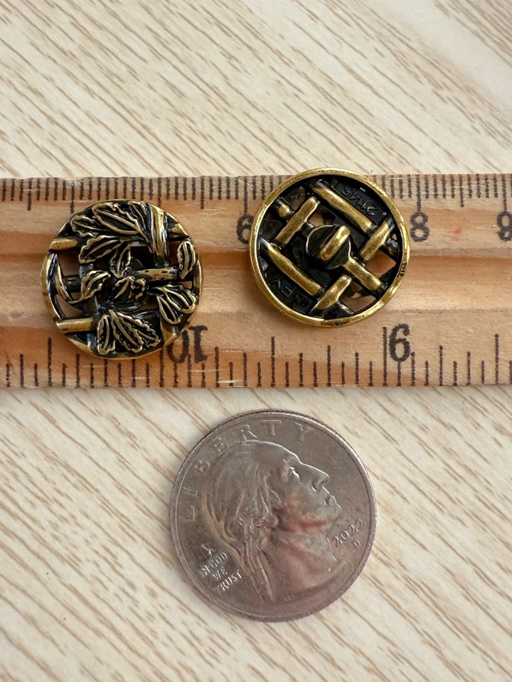 10PC Antiqued Bronze Leave Vines Metal Buttons with Shank 18mm - Image 3 of 4