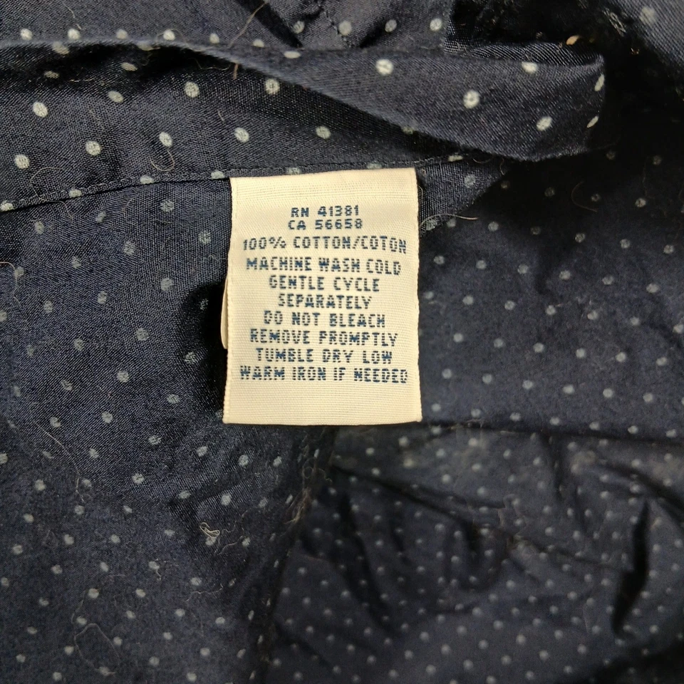 Camisa Polo Ralph Lauren Calce Ajustado Para Hombre Mediana Azul Marino Lunares Manga Larga Foto 4 de 4