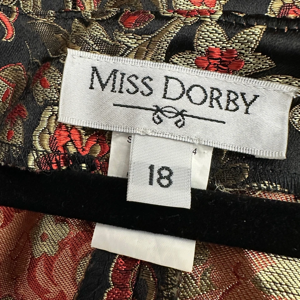 Top sin mangas Miss Dorby para mujer brocado talla 18 metálico floral barroco Y2K Foto 3 de 4