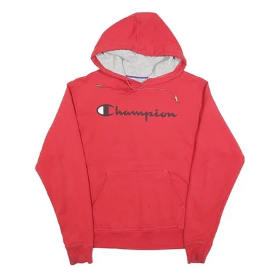 CHAMPION Rouge pour Hommes Pull Capuche S Coton Mélange Jersey Cordon Kangourou - Photo 1/4