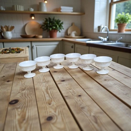 Lot Of 6  Vintage Indiana Milk Glass Colony Harvest 3" Tall Footed Sherbet Bowls