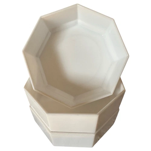 Set x3 Vintage French Arcoroc Octime White Milk Glass Octagon Bowls France 5.5”