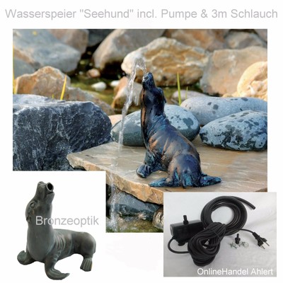 Teich Pumpe Wasserspeier Gartenteich Springbrunnen Garten Figur Seehund Deko Neu Ebay
