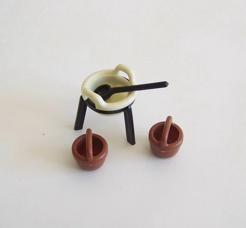 PLAYMOBIL (E327) INDIANS - Cauldron on Feet, Ladle & Baskets Vintage 3251