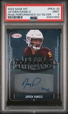 PSA 9 2022 SAGE “PEAK PERFORMANCES” Auto Jayden Daniels /25 #PKA-JD CommandersRC