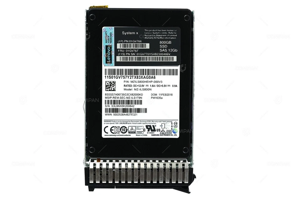 01GV767  LENOVO SSD 800GB SAS 12G 2.5" SFF HOT SWAP FOR IBM SYSTEM X - Image 3 of 3