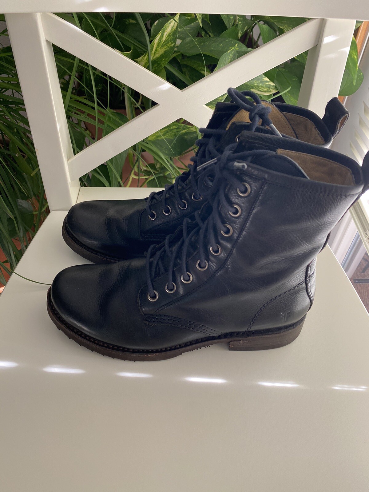 Frye Veronica Combat  Leather Lace Up Boot Black … - image 2