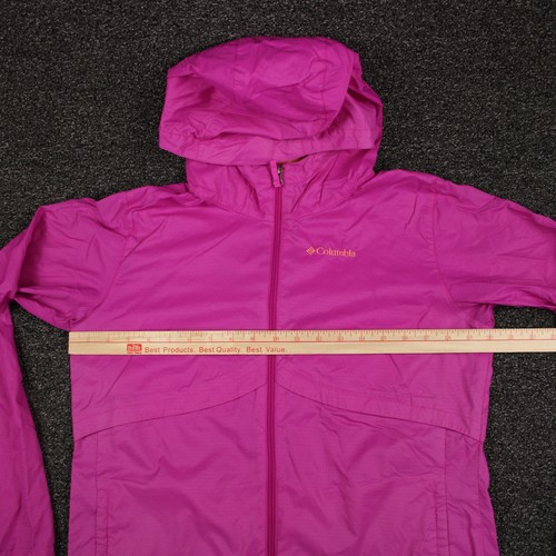 Columbia Nylon Jacket Girl XL Pink Omni-Shield Full Zip Long Sleeve Hooded Youth - Picture 4 of 10