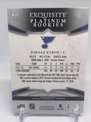 2018-19 Jordan Kyrou Upper Deck Exquisite Collection 2018-19 Jordan Kyrou Upper Deck Exquisite Collection