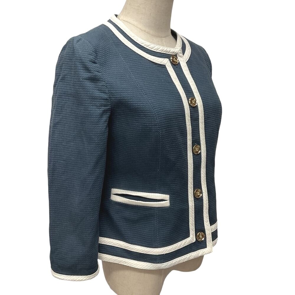 Pendleton Gold Button Blazer Jacket Blue White Tr… - image 2