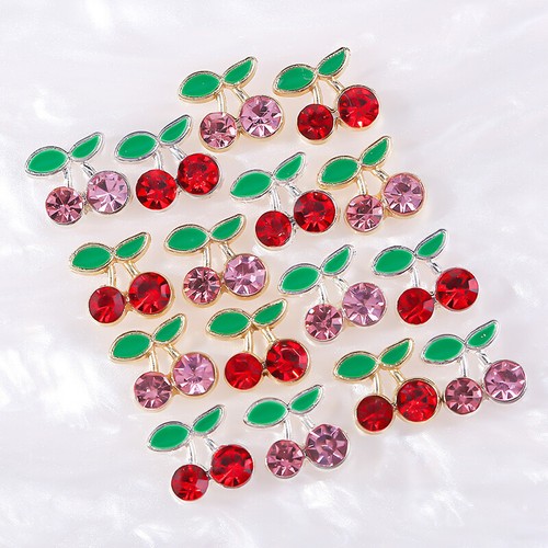 10pcs 3D Cherry Metal Alloy Crystal Rhinestone Nail Charms DIY Decoration - Picture 3 of 16