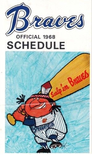 1968 Atlanta Braves MLB Baseball Spielplan - geknickt