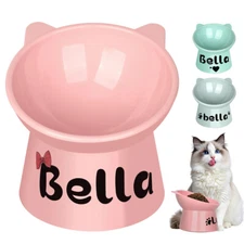 Personalized Cat Bowl with Name Cute Raised Cat Food Bowl Pet Dishes for Kitten