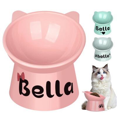 Personalized Cat Bowl with Name Cute Raised Cat Food Bowl Pet Dishes for  Kitten