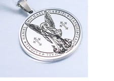 ANGEL ARCHANGELS PROTECT FAITH PRAY Pendant DIAMOND Cut 925 Silver 24" Necklace