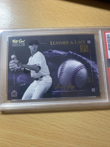 2022 Wild Card Matte Mega Mix Leather & Lace Purple 5/5 Anthony Volpe PSA 6 - Picture 2 of 5