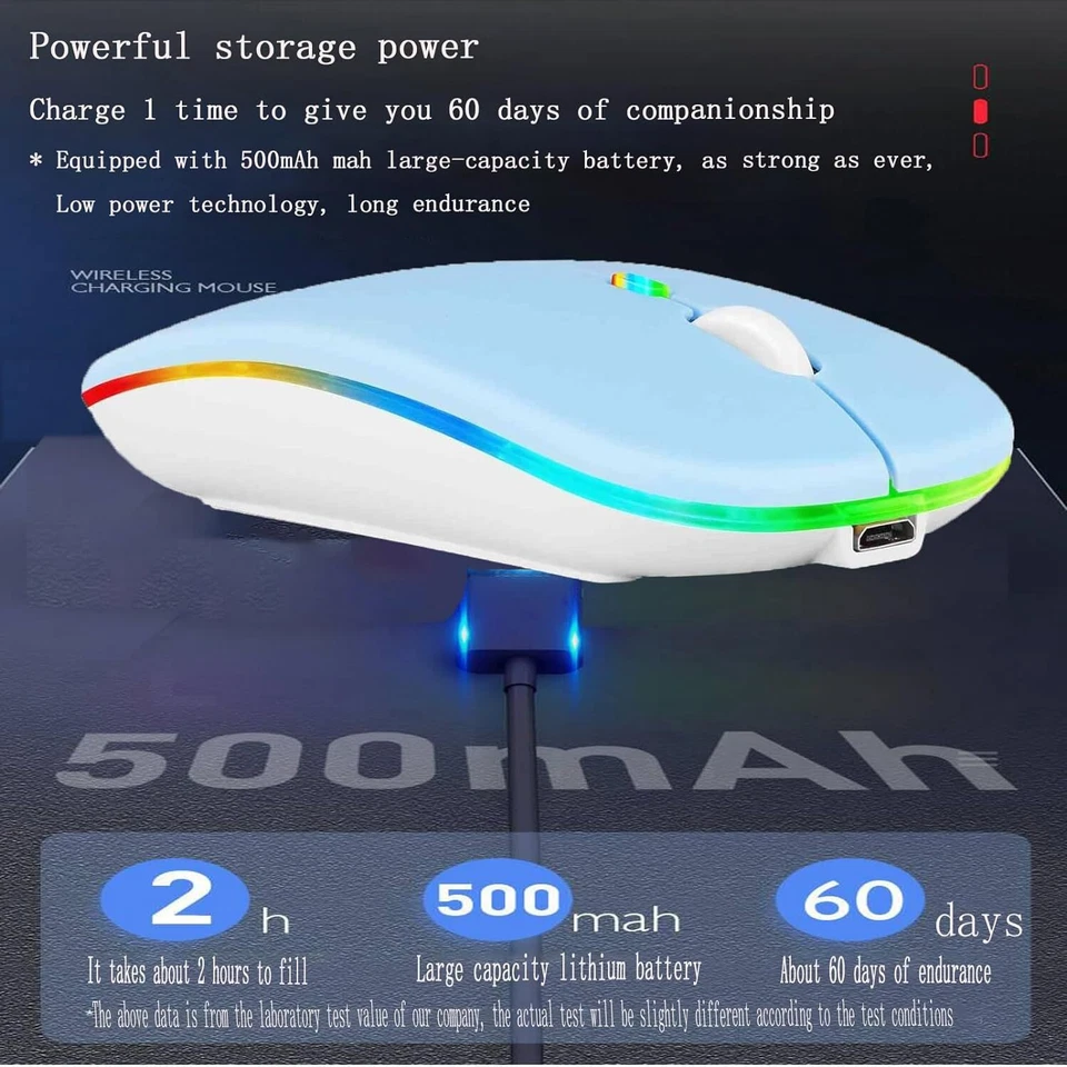 Ergonomic Wireless Mouse Dual Mode LED Rechargeable for PC, Mac, Tablets & More - Image 3 of 4