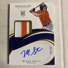2019 Immaculate Myles Straw Patch Auto 6/99 AB Back Lower Corners