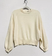 Charter Club Casmere Sweater Womens Medium Brushed Balloon Sleeve Ivory Classic